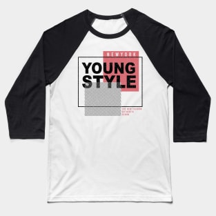 Young Style New York Denim Branding Typography Baseball T-Shirt